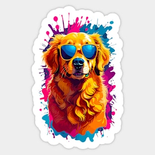 Cool Golden Retriever with Sunglasses 2 Sticker